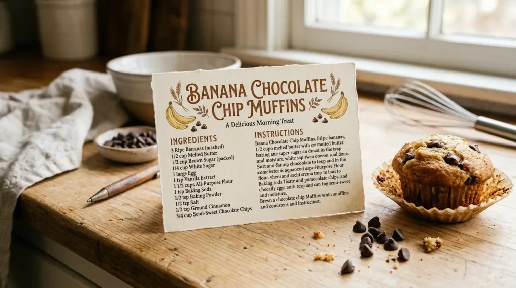 Banana Chocolate Chip Muffins (Easy, Moist Recipe) 2 Banana Chocolate Chip Muffins Indegreidents