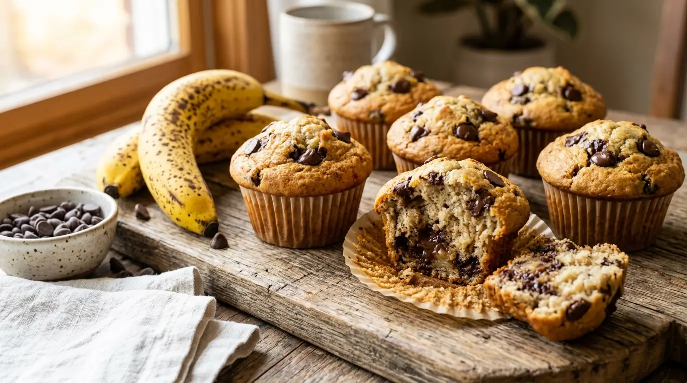 Banana Chocolate Chip Muffins (Easy, Moist Recipe) 1 Banana Chocolate Chip Muffins