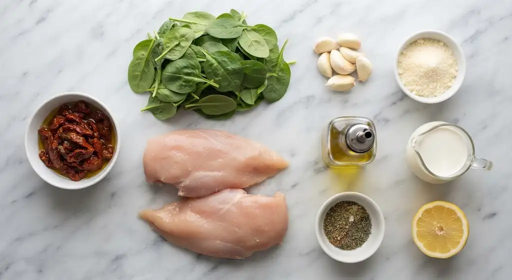 Creamy Tuscan Chicken (Easy 30-Minute Recipe) 2 creamy-tuscan-chicken-ingredients