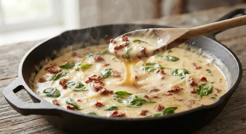 Creamy Tuscan Chicken (Easy 30-Minute Recipe) 4 creamy-tuscan-sauce-in-skillet